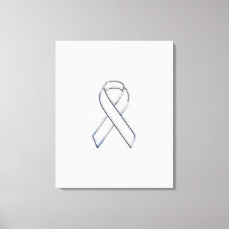 Chrome White Ribbon Awareness on Houndstooth Print