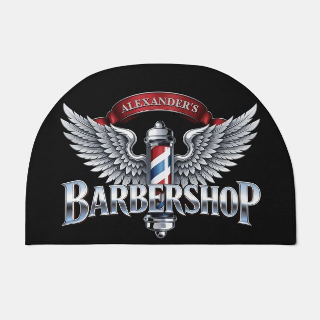 Chrome Winged Barberpole Doormat (Front)