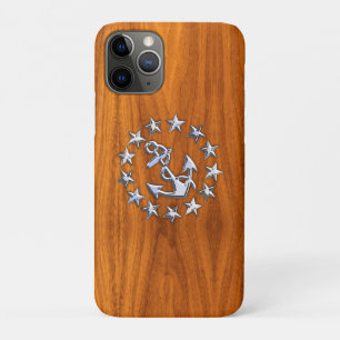 Chrome Yacht Flag Nautical Teak Wood Decor iPhone 11 Pro Case