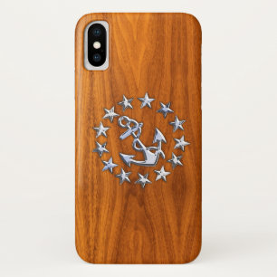 Chrome Yacht Flag Nautical Teak Wood Decor iPhone X Case