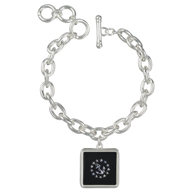Chrome Yacht Naval Flag on Automotive Grille Print Charm Bracelet (Product)