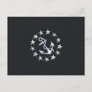 Chrome Yacht Naval Flag on Automotive Grille Print Postcard