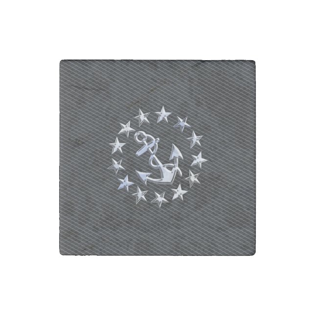 Chrome Yacht Naval Flag on Automotive Grille Print Stone Magnet (Front)