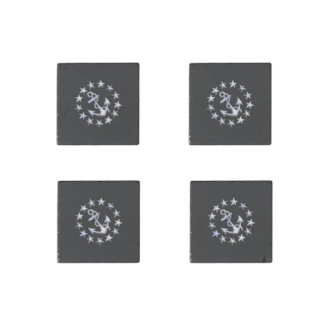 Chrome Yacht Naval Flag on Automotive Grille Print Stone Magnet (Front)