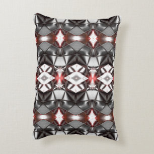 Chromed black grey to ruby rapport, virtual shapes accent pillow