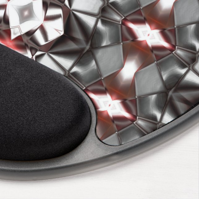 Chromed black grey to ruby rapport, virtual shapes gel mouse pad (Right Side)
