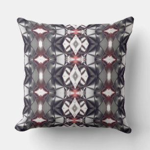 Chromed dark gray to ruby rapport, virtual shapes throw pillow