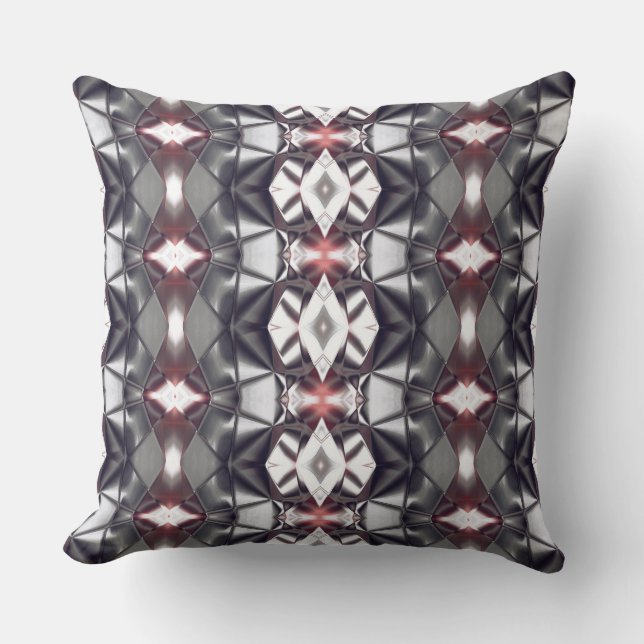 Chromed dark gray to ruby rapport, virtual shapes throw pillow (Front)