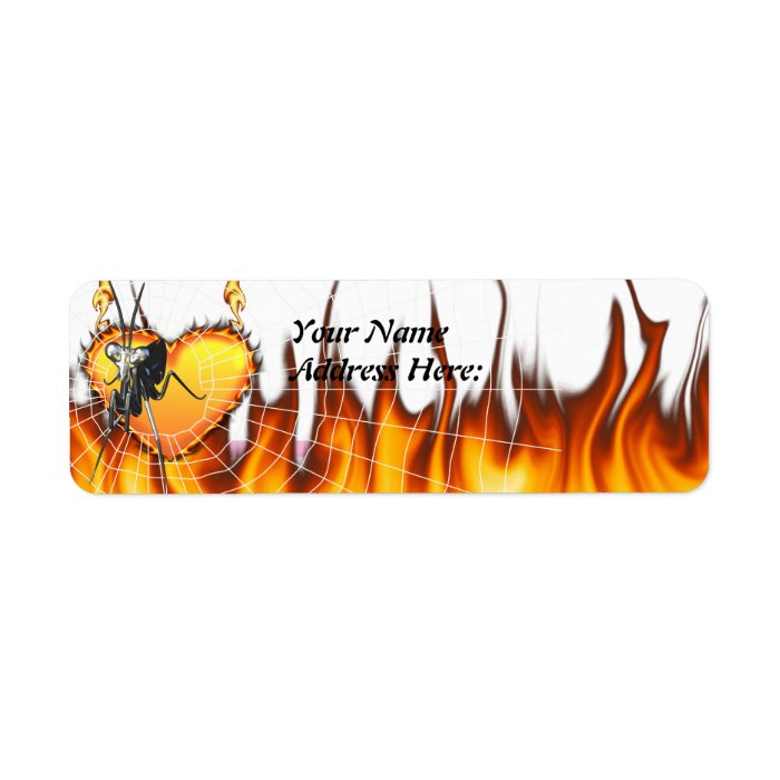 Chromed praying mantis design 2 with fire and web. return address label