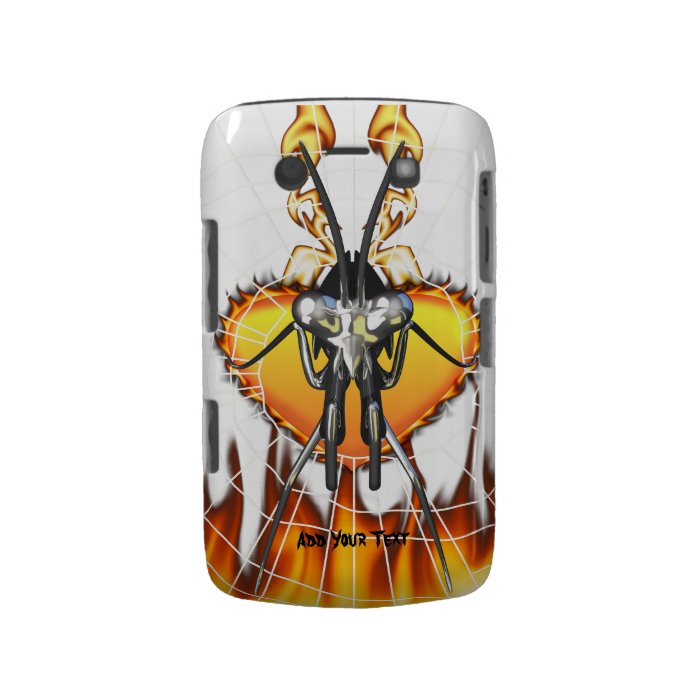 Chromed praying mantis design 3 with fire and web. blackberry cases