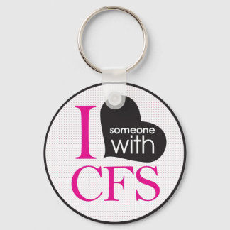 Chronic Fatigue Awareness (pink and black) Keychain