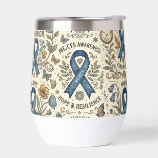 Chronic Fatigue ME/CFS Warrior Vintage Thermal Wine Tumbler