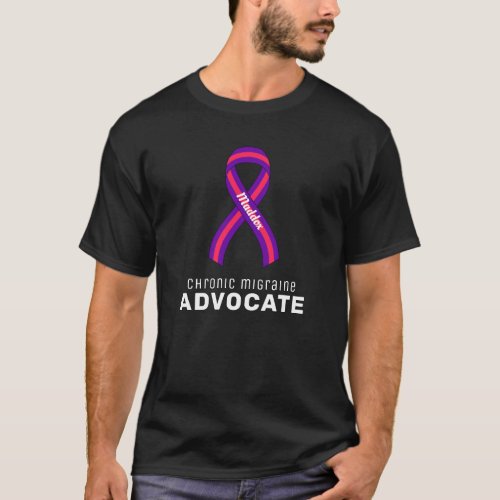 Chronic Migraine Advocate Ribbon Black T_Shirt