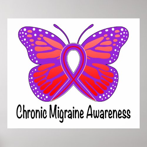 Chronic Migraine Awareness Butterfly Poster