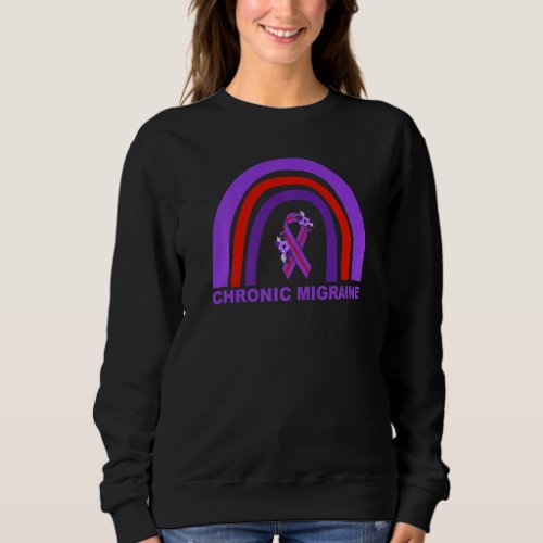 Chronic Migraine Awareness Floral Purple Ribbon Ra Sweatshirt