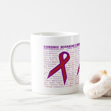 Chronic Migraine Awareness - Symptoms & Ribbon Mug