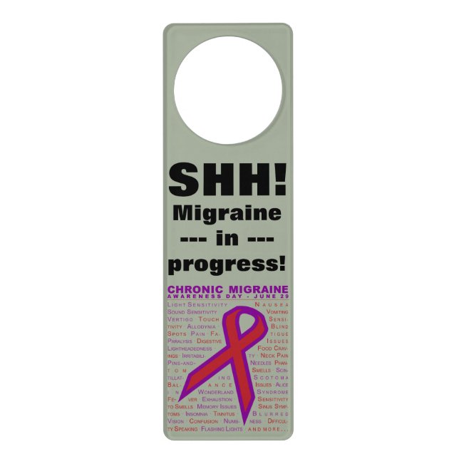 Chronic Migraine - Symptoms & Ribbon Door Hanger (Front)