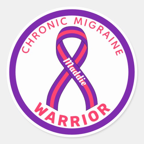 Chronic Migraine Warrior White Round Sticker