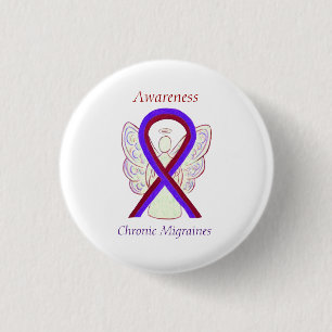 Chronic Migraines Awareness Ribbon Angel Buttons