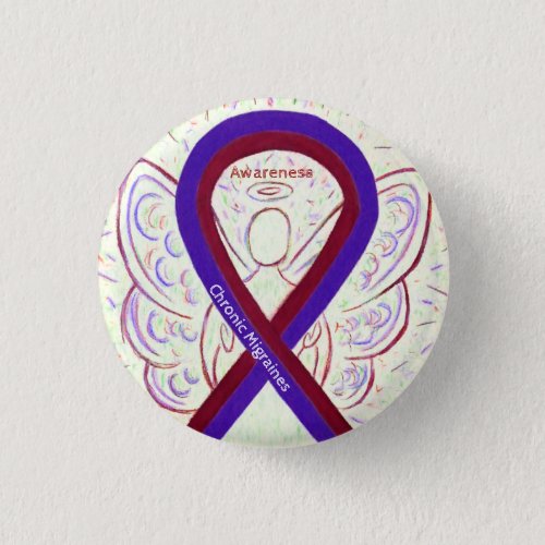 Chronic Migraines Awareness Ribbon Angel Buttons