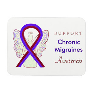 Chronic Migraines Awareness Ribbon Angel Magnets