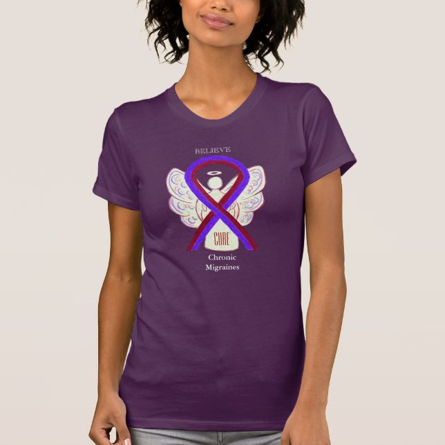 Chronic Migraines Awareness Ribbon Custom Clothing T-Shirt (Front)