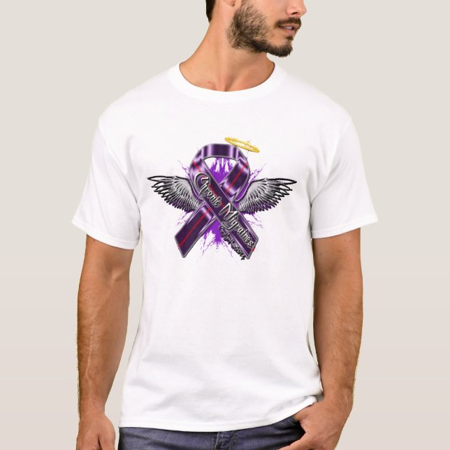 Chronic Migraines Ribbon Angel Shirt (Front)