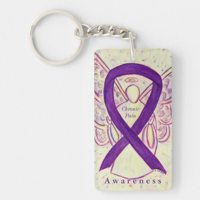 Chronic Pain Angel Awareness Ribbon Keychain (Front)