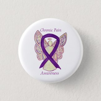 Chronic Pain Awareness Angel Ribbon Art Pin