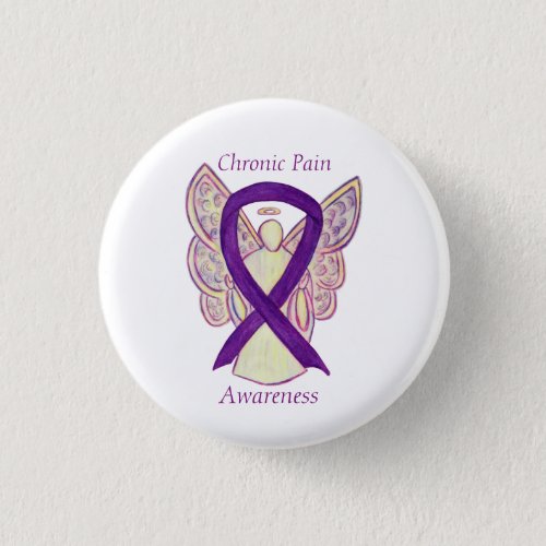 Chronic Pain Awareness Angel Ribbon Art Pin