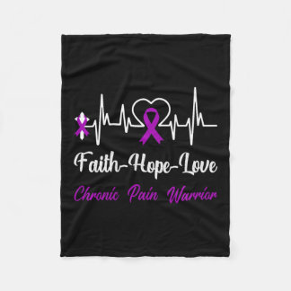 Chronic Pain Awareness Heartbeat Christian Cross P Fleece Blanket