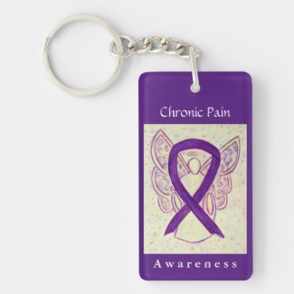 Chronic Pain Awareness Purple Ribbon Keychain