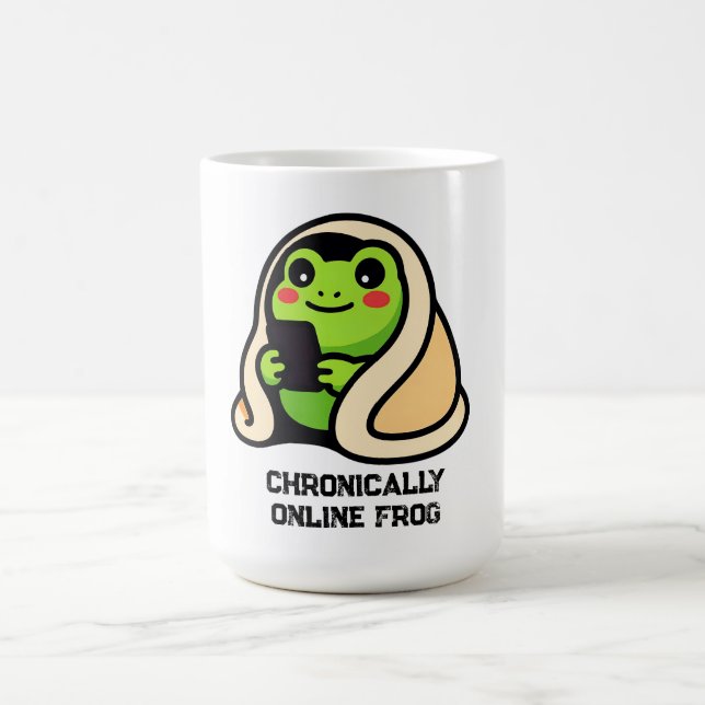 chronically online Frog Funny Meme Coffee Mug (Center)