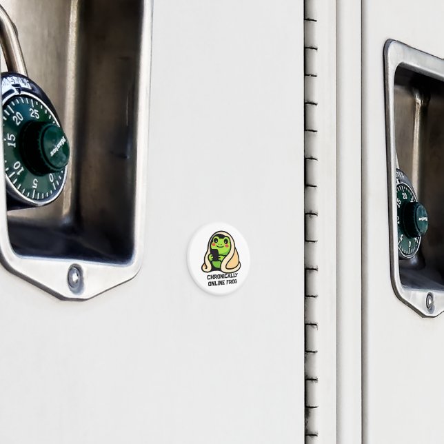 chronically online Frog Funny Meme Magnet (In Situ (Locker))