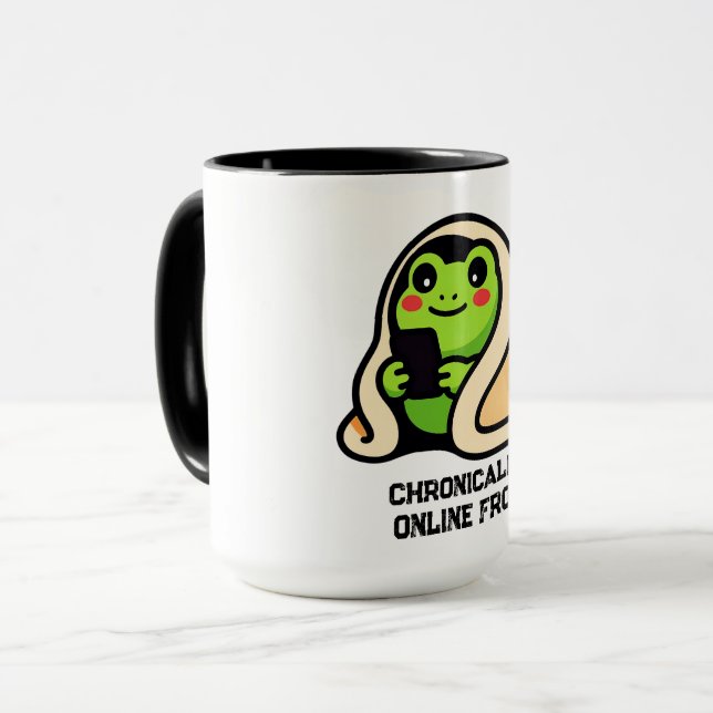 chronically online Frog Funny Meme Mug (Front Left)
