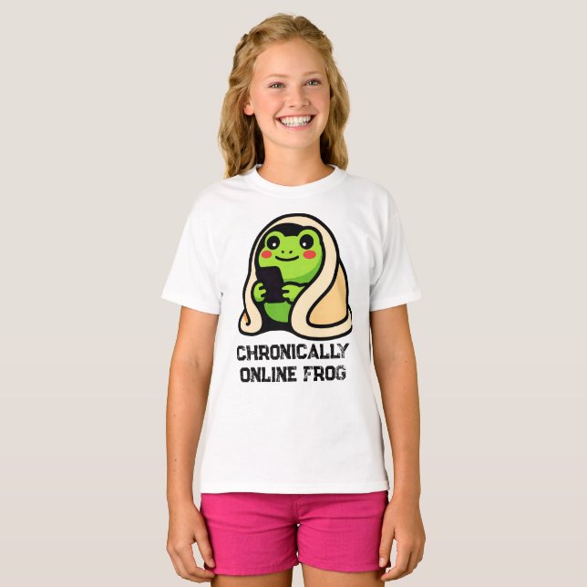 chronically online Frog Funny Meme T-Shirt (Front Full)