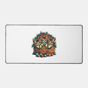 Chrsitma Kittens American Bobtail Christmas Orname Desk Mat