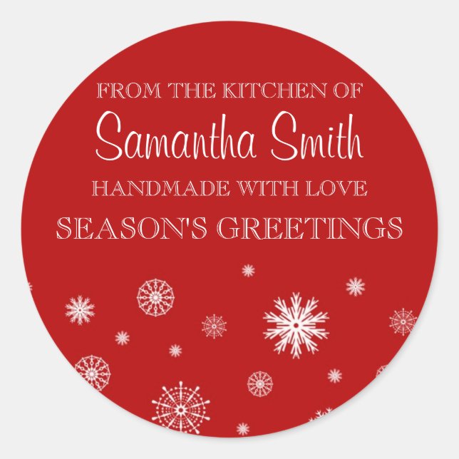 Chrsitmas From the Kitchen of Sticker Red Snow (Front)