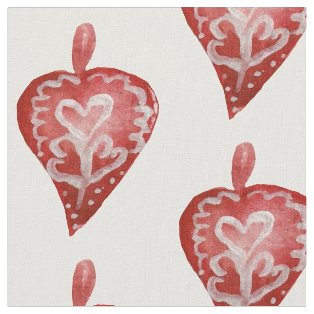 Chrsitmas Toys Red hearts Fabric (Close Up)