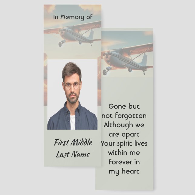 Chrstian Memorial Keepsakes Pilot Airplane Sunset  Bookmarks (Front & Back)