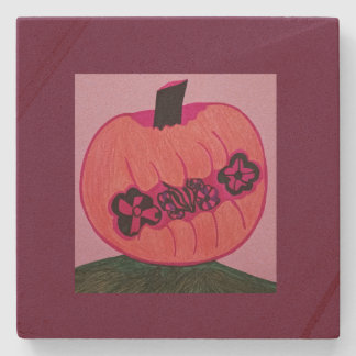 Chrysalis In A Pumpkion Stone Coaster