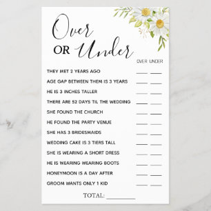 Chrysanthemu Over or Under Bridal shower game card Flyer