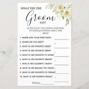 Chrysanthemu What groom say Bridal shower game Flyer