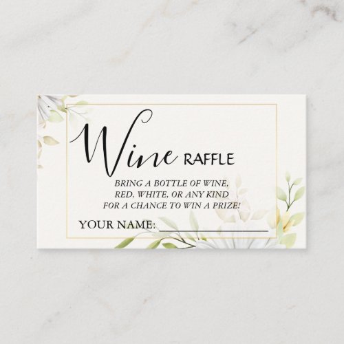 Chrysanthemu Wine raffle ticket Bridal Shower card
