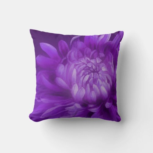 Chrysanthemum art purple throw pillow