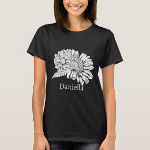 Chrysanthemum Black Line Drawing with Your Name  T-Shirt