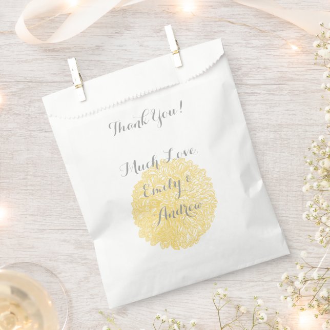 Chrysanthemum Bloom Sunny Elegance Yellow Wedding Favor Bag (Clipped)