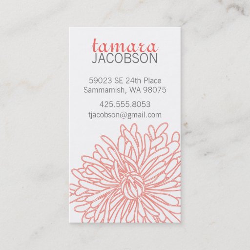 Customizable Chrysanthemum Blossom Calling Card Business Card