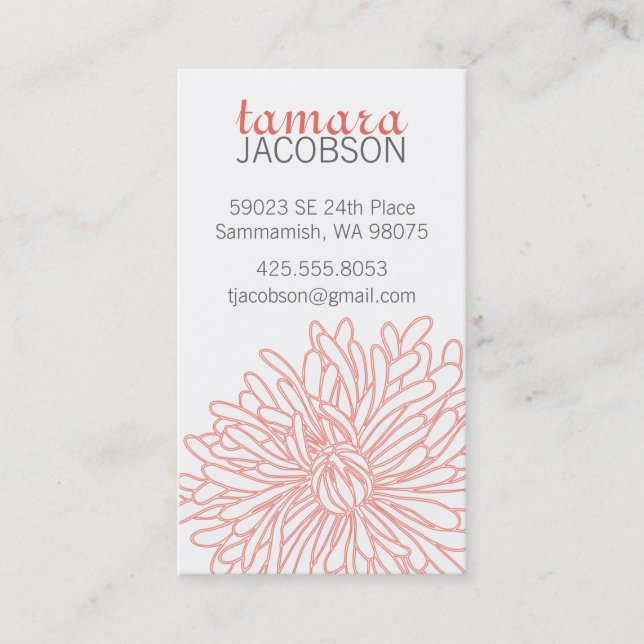 Chrysanthemum Blossom Calling Card (Front)