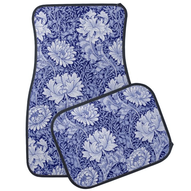 Chrysanthemum Blue, William Morris Car Floor Mat (Set)
